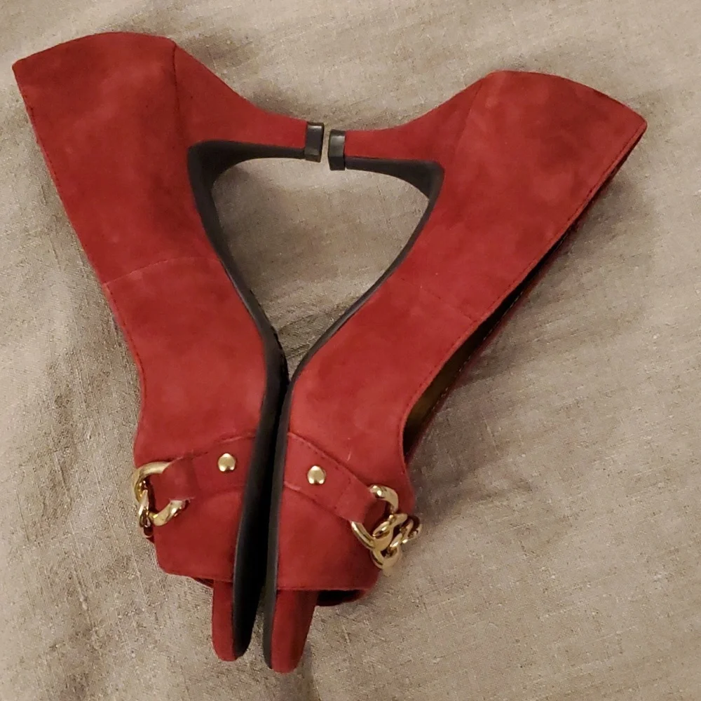 Aerosoles Heelrest Red Peep Toe Shoes 6M - Picture 5 of 7